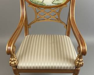 Empire Style Armchair with Hand-Painted Landscape Panel