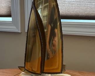 DeMott Brass and Onyx Sailboat Sculpture