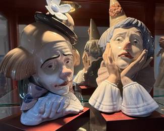 Lladro Porcelain Clown Busts (Jester and Sad Clown)