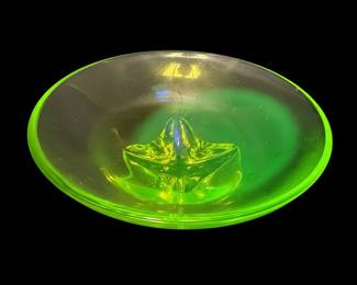 Vintage Uranium Glass "Hobnail" Pattern Green Glass Candy Dish