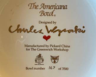 The Americana Bowl by Charles Wysocki, Manufactured by Pickard China for The Greenwich Workshop