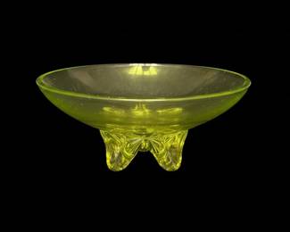Vintage Uranium Glass "Hobnail" Pattern Green Glass Candy Dish