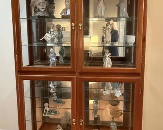Cherry Wood Lighted Curio Cabinet