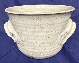 Handmade Speckled Ceramic Planter with Handles by J. Howard