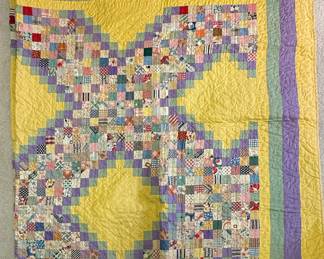 Vintage "Bow Tie" Quilt with "Double Wedding Ring" and "Flower Garden" Quilts