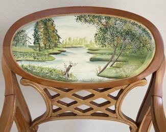 Empire Style Armchair with Hand-Painted Landscape Panel
