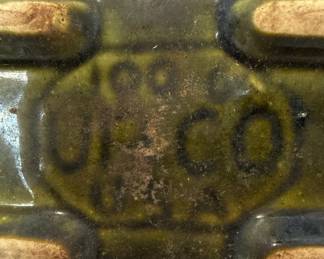 Vintage UPCO USA Green Drip and Basket Weave Glazed Planters