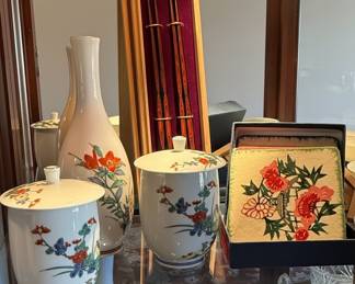 Japanese Porcelain Tea Set with Chopsticks