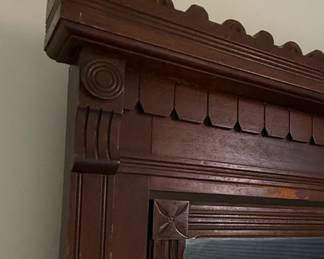 Victorian Eastlake Walnut Dresser with Mirror and Marble Top