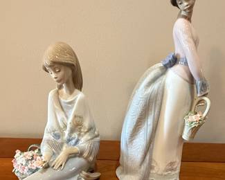 Lladro Porcelain Figurines - "Spring Melody" (7622) and "Flower Song" (7607)