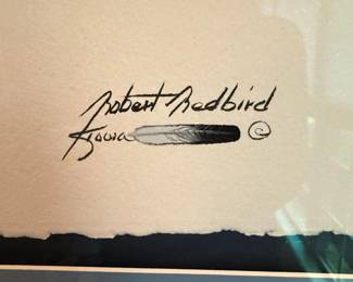 Robert Redbird Sr. "Kiowa Couple" Mixed Media Print