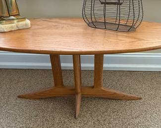 Handcrafted Oak Pedestal Coffee Table