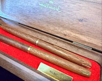 Hallmark Walnut Pen and Pencil Set in Wooden Case