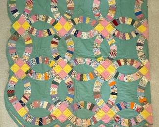 Vintage "Bow Tie" Quilt with "Double Wedding Ring" and "Flower Garden" Quilts