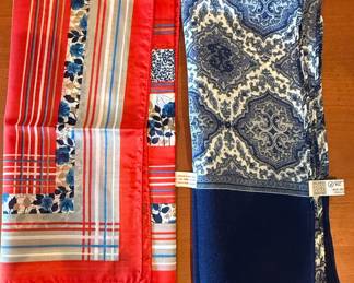 Vintage Italian Polyester Scarf and Swiss Printed Silk Scarf