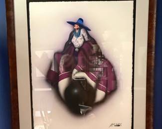 Robert Redbird "Woman in Blue Hat" Signed Limited Edition Lithograph
