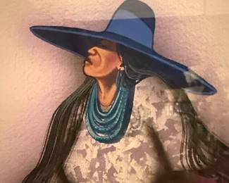 Robert Redbird "Woman in Blue Hat" Signed Limited Edition Lithograph