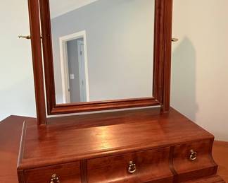 Antique Jewelry Box with Mirror and Figured Wood Drawer Fronts