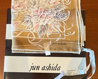 Jun Ashida Silk Scarf with Floral Motif