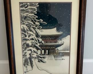 Nisinburo Ito Woodblock Print "Ninnaji Temple-gate in Snow"