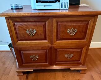 Vintage Wooden Filing Cabinet with Four Drawers