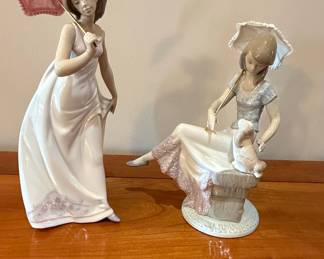Lladro Porcelain Figurines - "Picture Perfect" #7612 and "Girl with Parasol" #7636