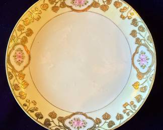 Hand-Painted Nippon Porcelain Plate with Floral Motif and Personal Inscription