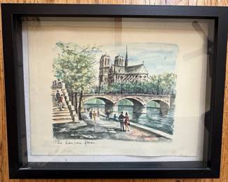 Watercolor Painting of Notre Dame Cathedral, Paris by Arno