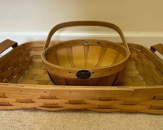 Peterboro Basket Co. Woven Wood Tray and Basket Set
