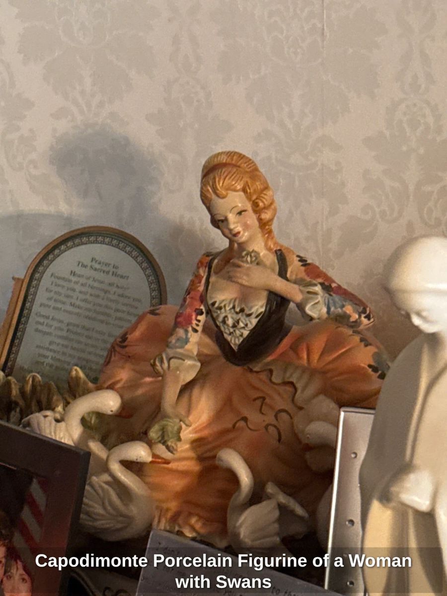 Capodimonte Porcelain Figurine of a Woman with Swans