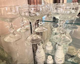 Bride and Groom Champagne Coupe Glasses Set
