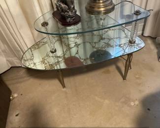 Hollywood Regency TwoTiered Italian glomis Glass Side Table second image