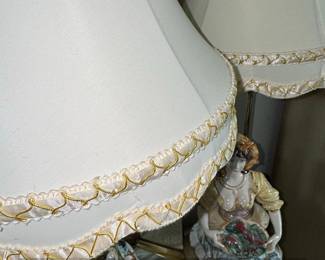 Pair of Vintage Capodimonte Porcelain Figurine Lamps fourth image