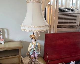 Capodimonte Porcelain Figural Lamp Base  Young Man with Dove third image