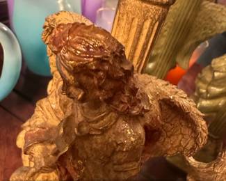 Pair of International Bazaar Golden Angel Candlestick Holders third image