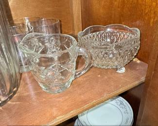 Vintage Anchor Hocking Prescut Star of David Creamer and Sugar Bowl Set