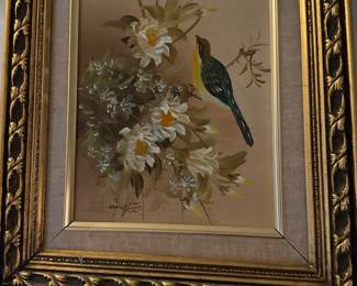 Vintage Birds on Dogwood Print by William J. Whiteside in Ornate Frame