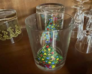 Vintage Christmas Tree Tumbler Glasses by Culver