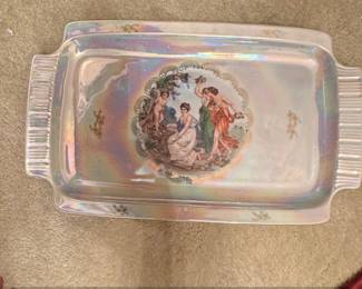 Porcelain Tray with Madonna Scene and Iridescent Glaze, GDR