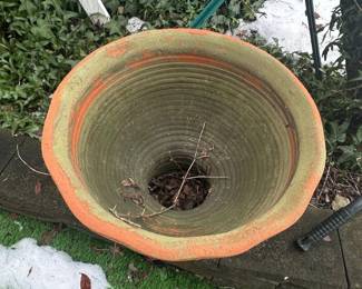 Glazed Terracotta Planter with Embossed Floral and Geometric Designs second image