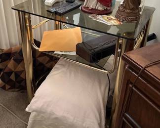 Milo Baughman Style Brass and Glass Bar Cart