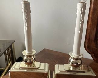 Vintage Electric Candlestick Lamps with Drip Effect Set of Brass Finish
