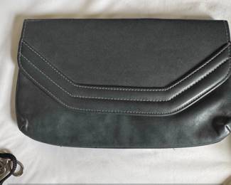 Gray Faux Leather Envelope Clutch Purse with Chain Strap