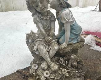 Vintage First Kiss Boy and Girl Garden Statue