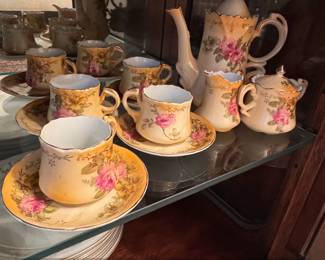 Vintage RS Prussia HandPainted Floral Tea Set with Coffee Pot