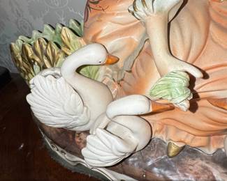 Capodimonte Porcelain Figurine of a Woman with Swans second image