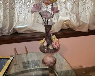 Vintage Capodimonte Porcelain Vase with Applied Flowers