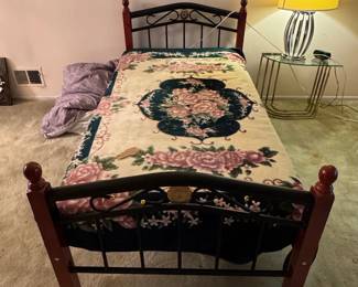 Twin Size Metal and Wood Bed Frame
