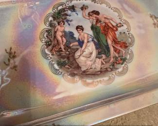 Porcelain Tray with Madonna Scene and Iridescent Glaze, GDR second image