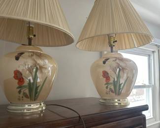 Vintage Ginger Jar Lamp with Floral and Butterfly Motif second image